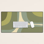Retro Groove Minimalist Abstract in Olive Green Tones Desk Mat Gallery Image 1