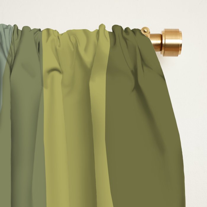 Retro Groove Minimalist Abstract in Olive Green Tones Window Curtain Gallery Image 2
