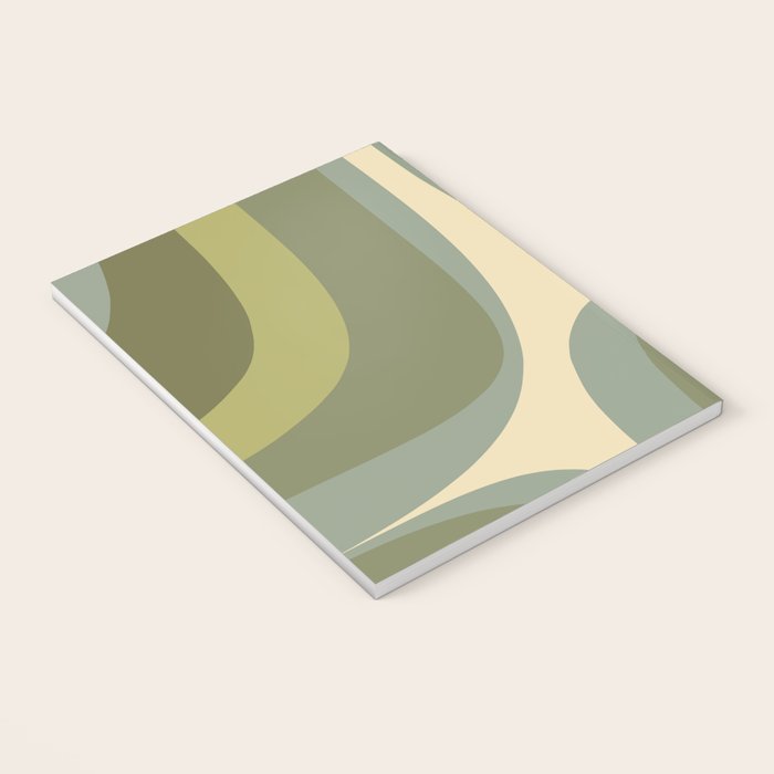 Retro Groove Minimalist Abstract in Olive Green Tones Notebook Gallery Image 3