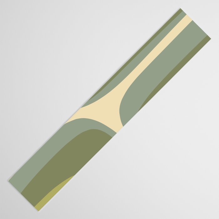 Retro Groove Minimalist Abstract in Olive Green Tones Table Runner Gallery Image 3