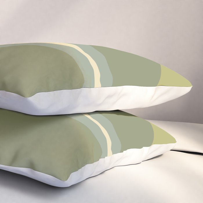 Retro Groove Minimalist Abstract in Olive Green Tones Pillow Sham Gallery Image 3