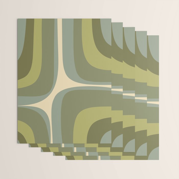 Retro Groove Minimalist Abstract in Olive Green Tones Wrapping Paper Gallery Image 3