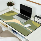 Retro Groove Minimalist Abstract in Olive Green Tones Desk Mat Gallery Image 2