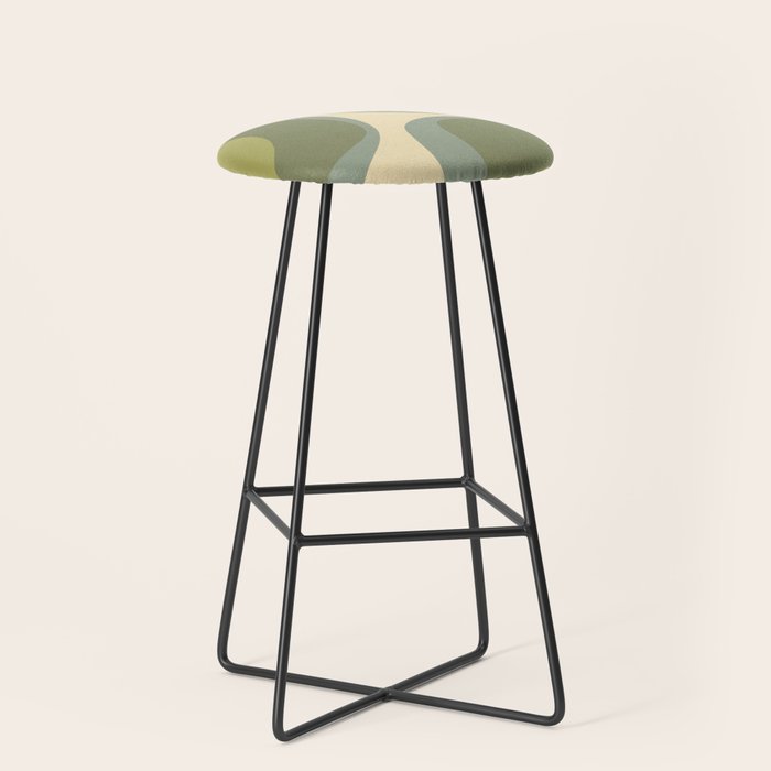 Retro Groove Minimalist Abstract in Olive Green Tones Stool Gallery Image 1
