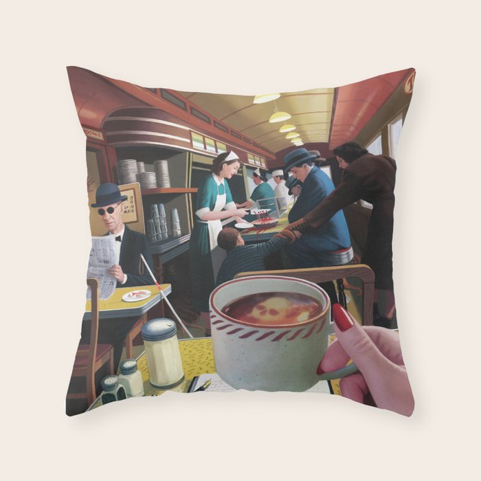 Blue Plate Special by Jeff Lee Johnson Throw Pillow Gallery Image 1