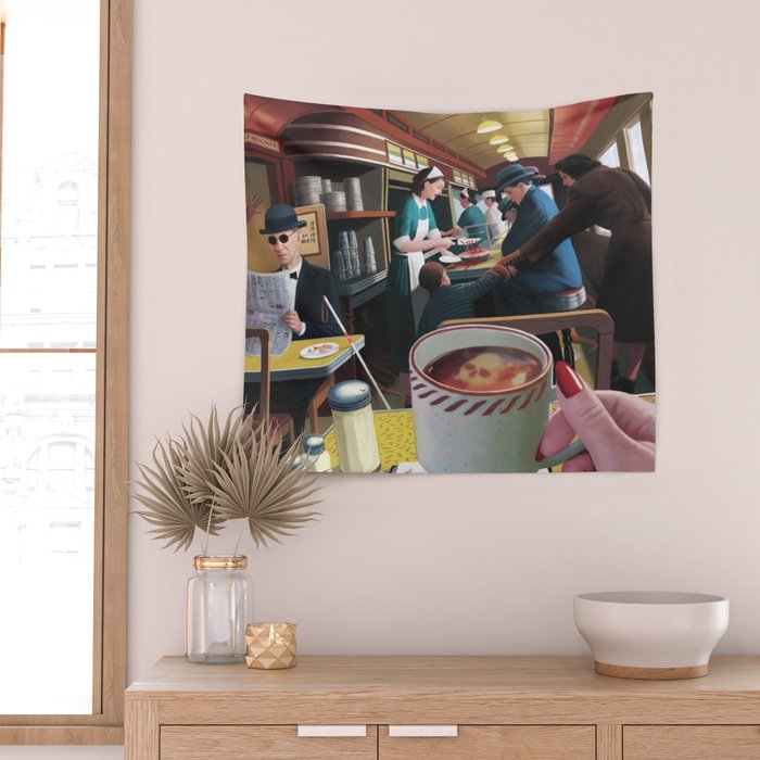 Blue Plate Special by Jeff Lee Johnson Wall Tapestry Gallery Image 2