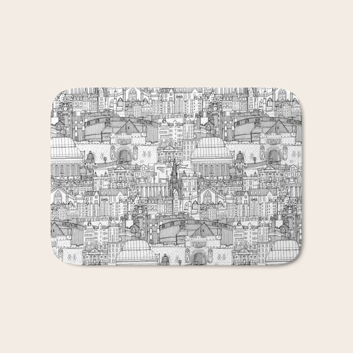 Edinburgh toile black white Bath Mat