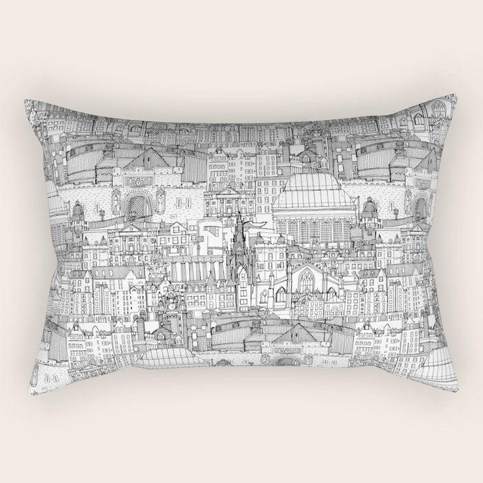 Edinburgh toile black white Rectangular Pillow Gallery Image 2