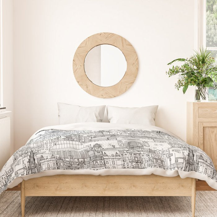 Edinburgh toile black white Duvet Cover Gallery Image 3