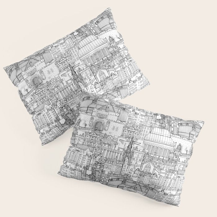 Edinburgh toile black white Pillow Sham Gallery Image 3