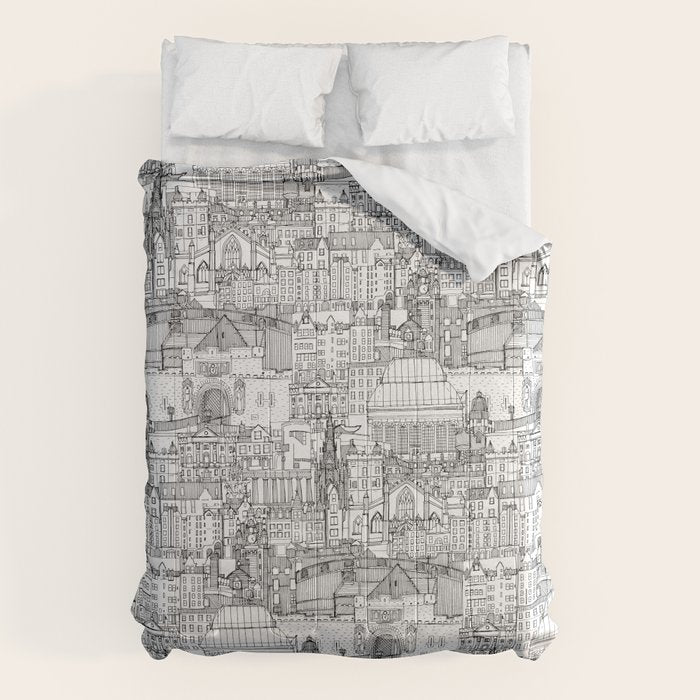Edinburgh toile black white Comforter Gallery Image 6