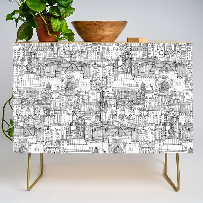 Edinburgh toile black white Credenza Gallery Image 1