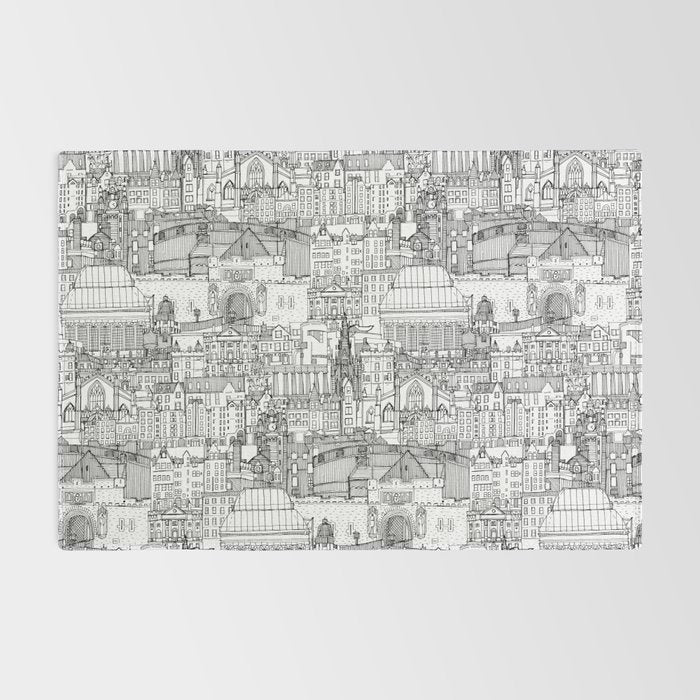 Edinburgh toile black white Rug Gallery Image 2