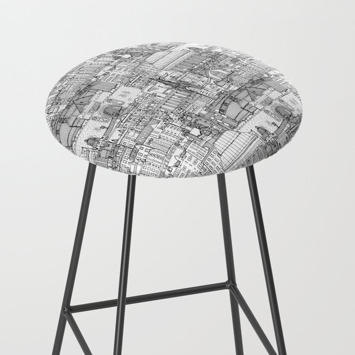 Edinburgh toile black white Stool Gallery Image 2