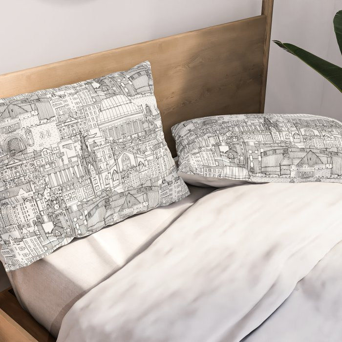 Edinburgh toile black white Pillow Sham Gallery Image 2