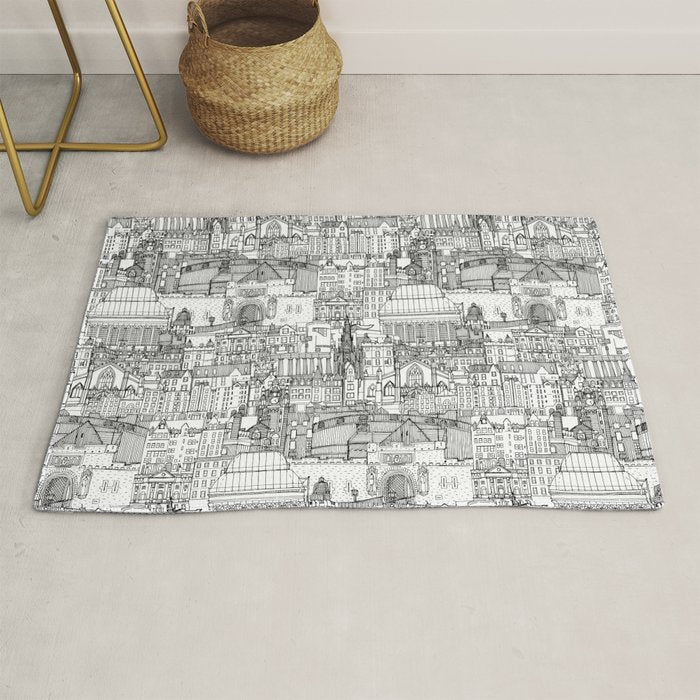 Edinburgh toile black white Rug Gallery Image 1