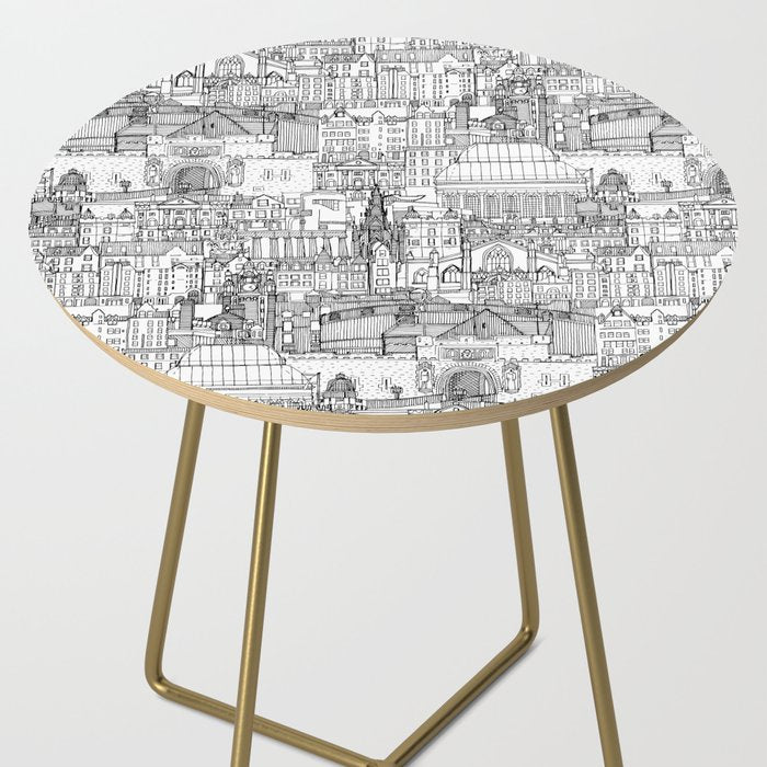 Edinburgh toile black white Side Table Gallery Image 2