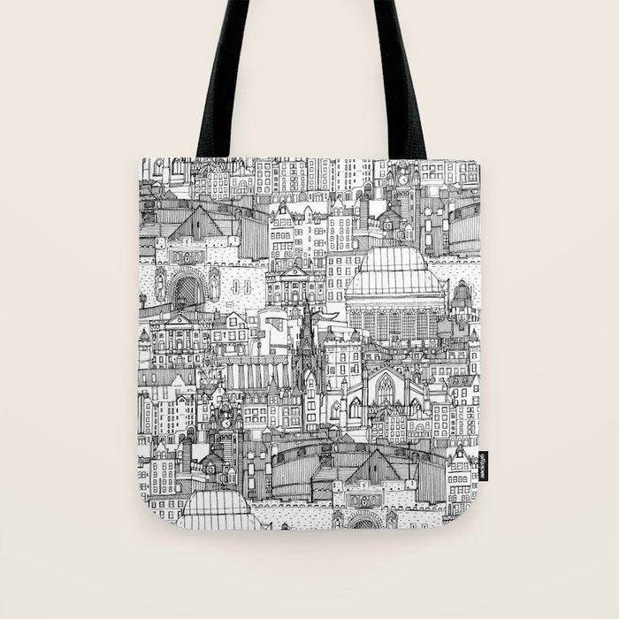 Edinburgh toile black white Tote Bag Gallery Image 1