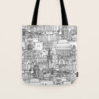 Edinburgh toile black white Tote Bag Gallery Image 1