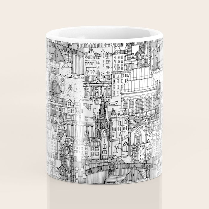 Edinburgh toile black white Coffee Mug Gallery Image 4