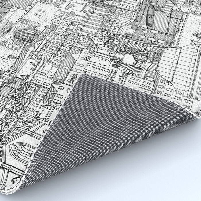 Edinburgh toile black white Rug Gallery Image 4