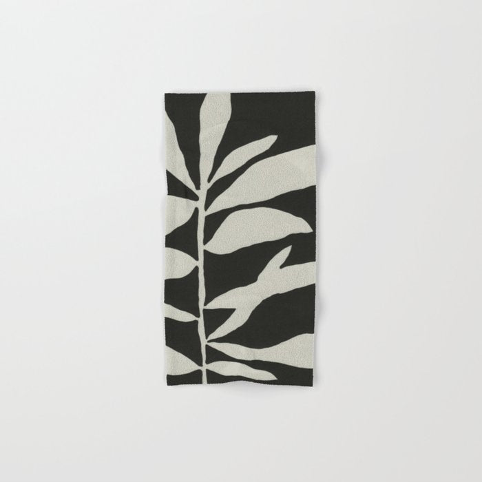 Linocut Branch #3 / White & Black Bath Towel Gallery Image 1