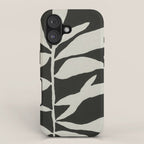 Linocut Branch #3 / White & Black iPhone Case Gallery Image 1