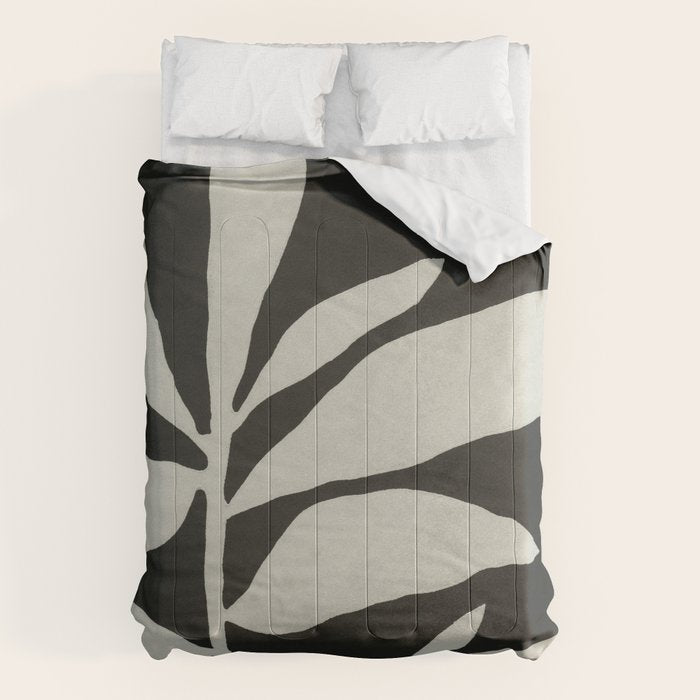 Linocut Branch #3 / White & Black Comforter Gallery Image 1