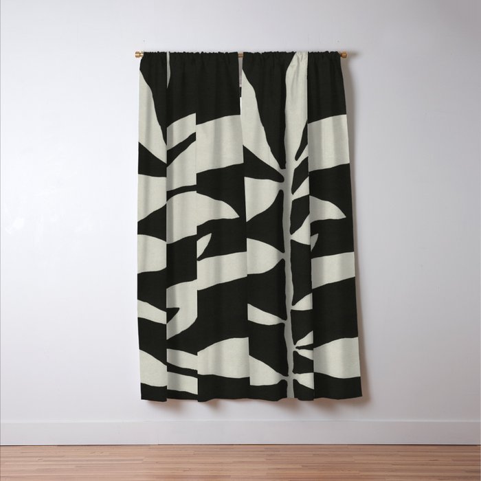 Linocut Branch #3 / White & Black Window Curtain Gallery Image 3