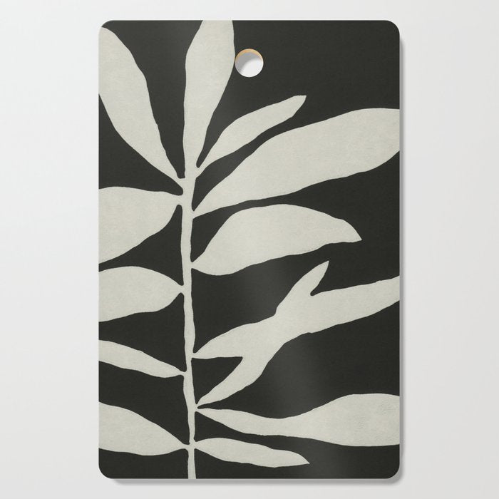Linocut Branch #3 / White & Black Cutting Board Gallery Image 1