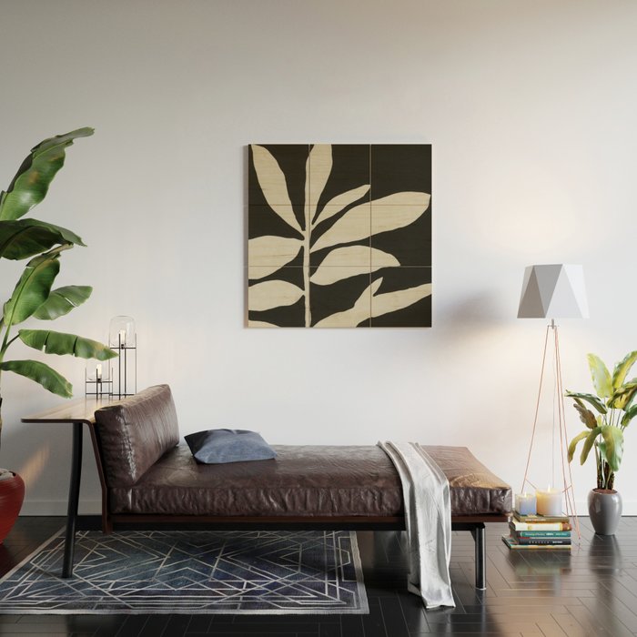 Linocut Branch #3 / White & Black Wood Wall Art Gallery Image 2