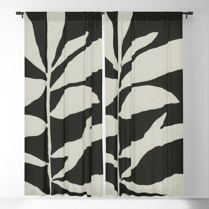 Linocut Branch #3 / White & Black Window Curtain Gallery Image 5