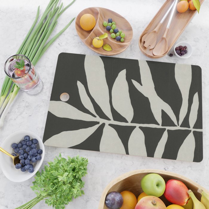 Linocut Branch #3 / White & Black Cutting Board Gallery Image 2