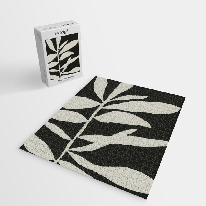 Linocut Branch #3 / White & Black Jigsaw Puzzle Gallery Image 2
