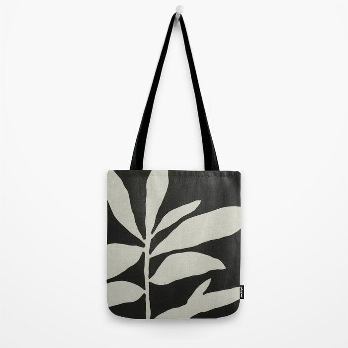 Linocut Branch #3 / White & Black Tote Bag Gallery Image 2