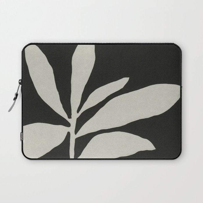 Linocut Branch #3 / White & Black Laptop Sleeve Gallery Image 1
