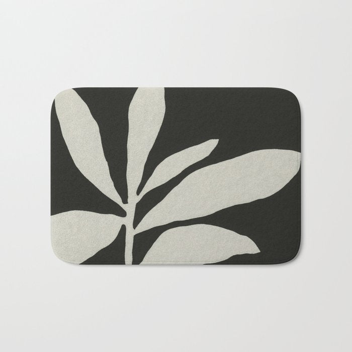 Linocut Branch #3 / White & Black Bath Mat Gallery Image 1