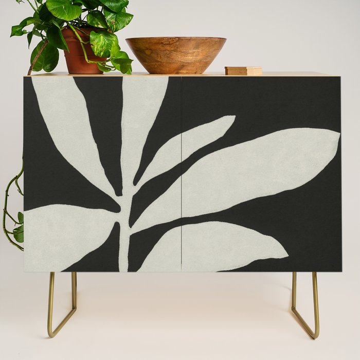 Linocut Branch #3 / White & Black Credenza Gallery Image 1