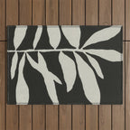 Linocut Branch #3 / White & Black Outdoor Rug Gallery Image 1