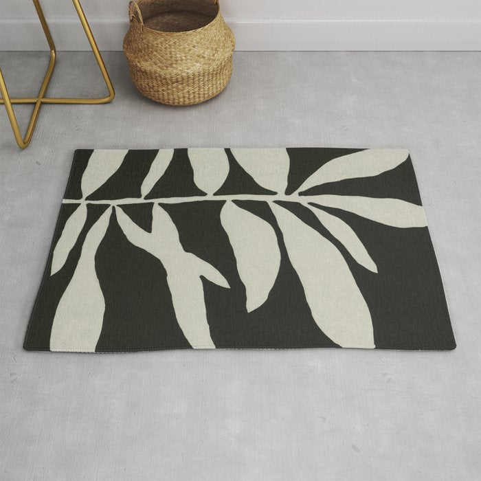 Linocut Branch #3 / White & Black Rug Gallery Image 1