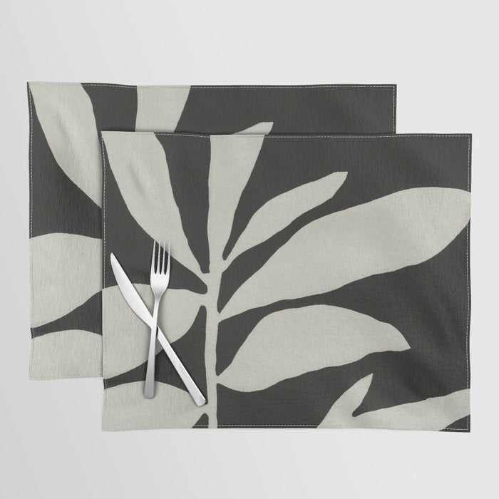 Linocut Branch #3 / White & Black Placemat Gallery Image 1