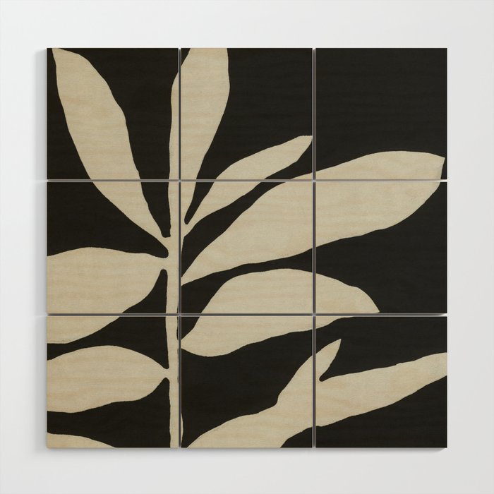 Linocut Branch #3 / White & Black Wood Wall Art Gallery Image 1