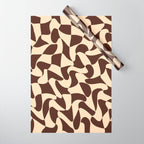 Wavy Checkerboard in Brown & Cream Wrapping Paper Gallery Image 1