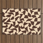 Wavy Checkerboard in Brown & Cream Outdoor Rug Gallery Image 1