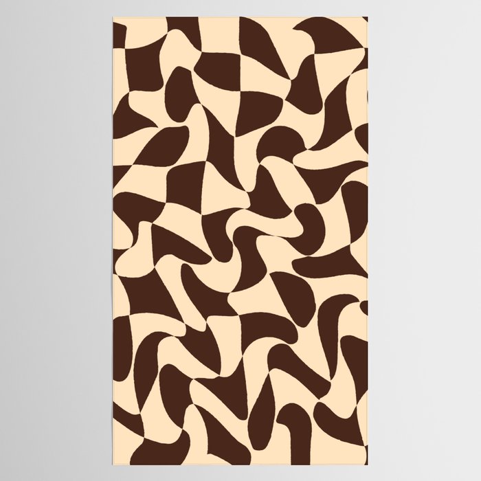 Wavy Checkerboard in Brown & Cream Tablecloth Gallery Image 2
