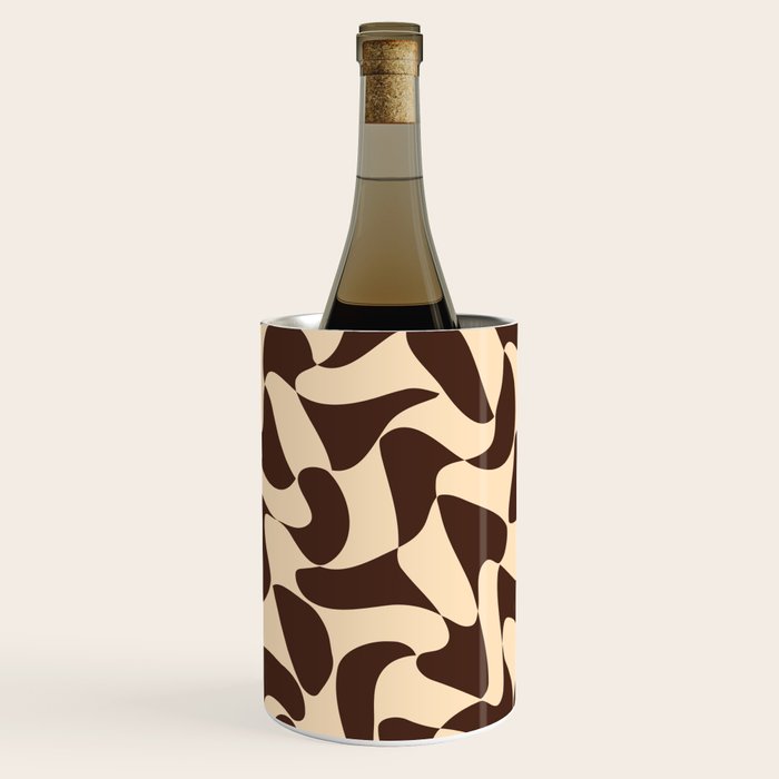 Wavy Checkerboard in Brown & Cream Wine Chiller Gallery Image 3