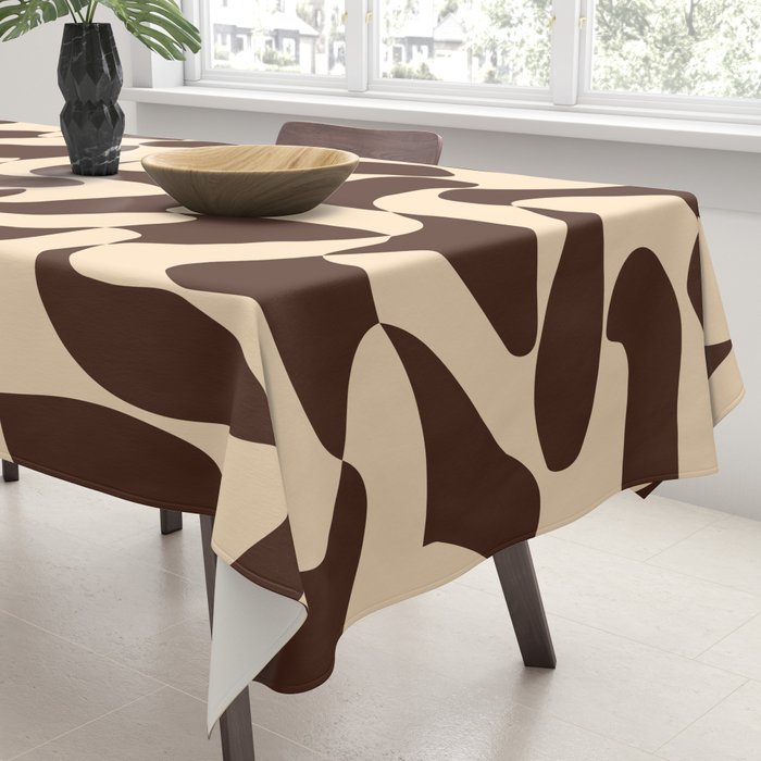 Wavy Checkerboard in Brown & Cream Tablecloth Gallery Image 3