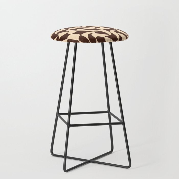 Wavy Checkerboard in Brown & Cream Stool Gallery Image 1