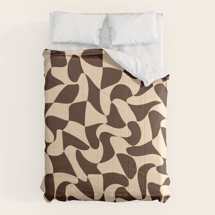 Wavy Checkerboard in Brown & Cream Comforter Gallery Image 6