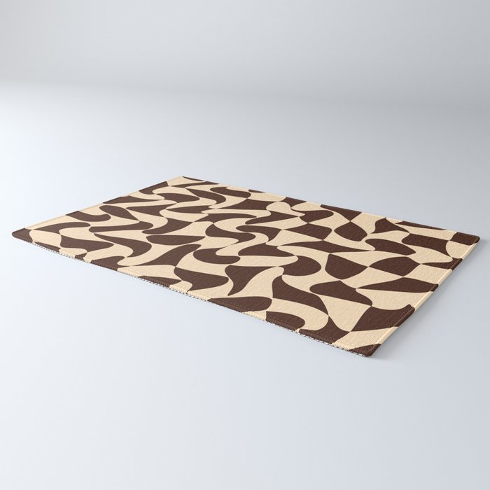 Wavy Checkerboard in Brown & Cream Rug Gallery Image 3